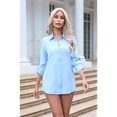 thumbnail image 4 of Womens Stretch Button Down Long Sleeve Shirt Soft Basic Wrinkle Free Work Business Formal Casual Blouse Blue L, 4 of 10