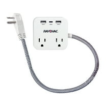 RAYOVAC FL-143SC Surge Protector w/ 2 Outlets and 3 USB Ports, 1.5-Ft. Cord