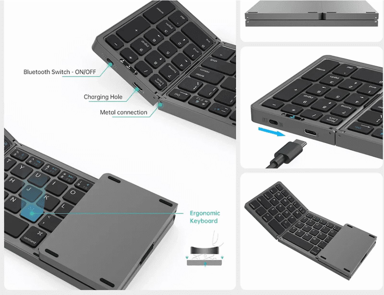 B089T Folding Wireless Keyboard with Touchpad Foldable Bluetooth Keyboard  for IOS Android Windows ipad Tablet