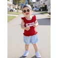 thumbnail image 5 of BemeyourBBs Toddler Baby Girl 4th of July Outfit Patriot Fourth of July Summer Independence Day Clothes American Flag Heart Embroidered Backless Flying Sleeve T shirt Tops Plaid Ruffle Shorts Set, 5 of 9