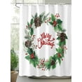 thumbnail image 2 of Merry Christmas Shower Curtain Set ，Waterproof Fabric Shower Curtains Winter Holly Red Berries Pine Cones Shower Curtains for Bathroom,Bathroom Decor 72"x84", 2 of 6
