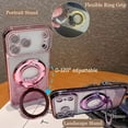 thumbnail image 4 of for iPhone 17 Pro Max Case, Moving Liquid Sparkle Glitter Case, Bling Flowing Rhinestones Kickstand Ring Cover with Shiny Glass Camera Lens Protector for Women Girls 6.9'' 2025, Silver, 4 of 9