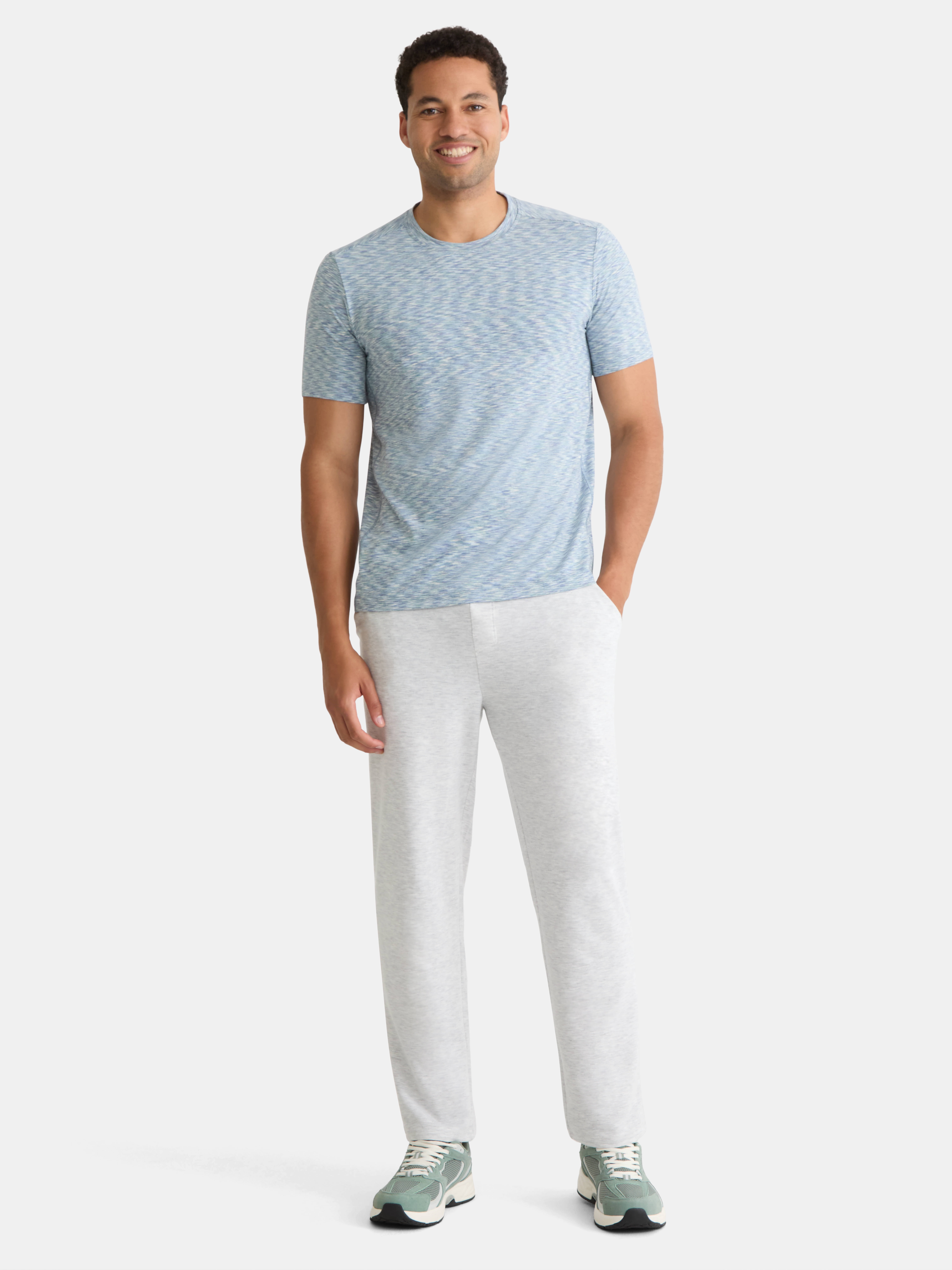 Athletic Works Men's and Big Men's Performance French Terry Open Leg Relaxed Sweatpants, Sizes XS-5XL
