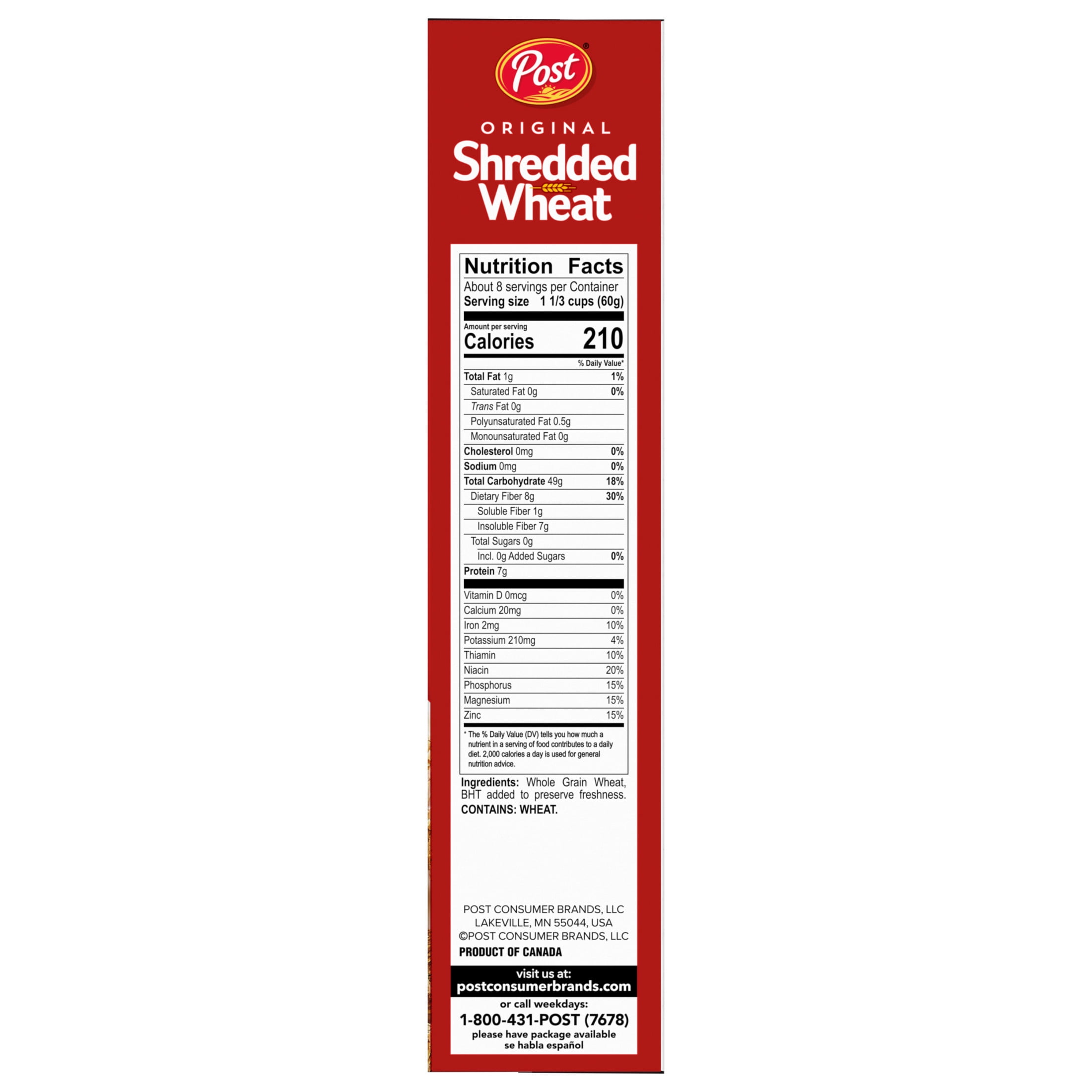 (3 pack) Post Spoon Size Shredded Wheat, Whole Grain Breakfast Cereal, High Fiber, Kosher, Crunchy 16.4oz Box