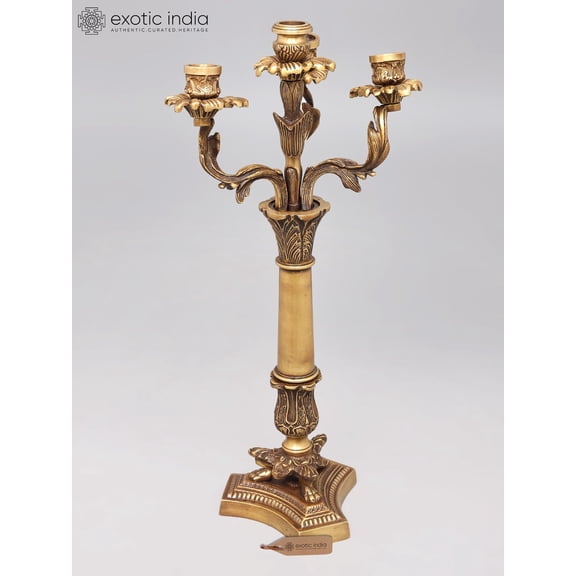 21" Classic Brass Three-Flame Candelabra | Home Decor