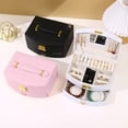 thumbnail image 1 of Organizador de caja de joyas con cerradura - Estuche de almacenamiento para joyas de viaje para anillos, pendientes y collares - Caja de exposición portátil con asa para mujeres, 1 of 6