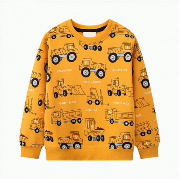 Ccpelsie Toddler Boy's Cotton Crewneck Sweatshirt Long Sleeve Casual Pullover Shirts for Little/Big Kids(Yellow,7-8 Years)