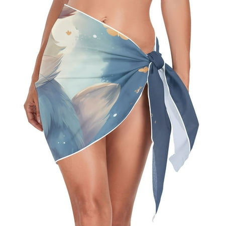 Rat Mouse Flowers Sky Women Coverups Beach Cover Up Chiffon Swimsuit Bikini Wrap Short Skirt Beach Slit Tie Waist