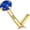 Gold - Blue Sapphire, variant on 14k Gold Plated Silver Plating L Shaped Nose Rings Studs for Women Men 20g, Small L Shape Nose Stud, 20 Gauge Nose Piercing Stud, Hypoallergenic Nose Nostril Piercing Jewelry