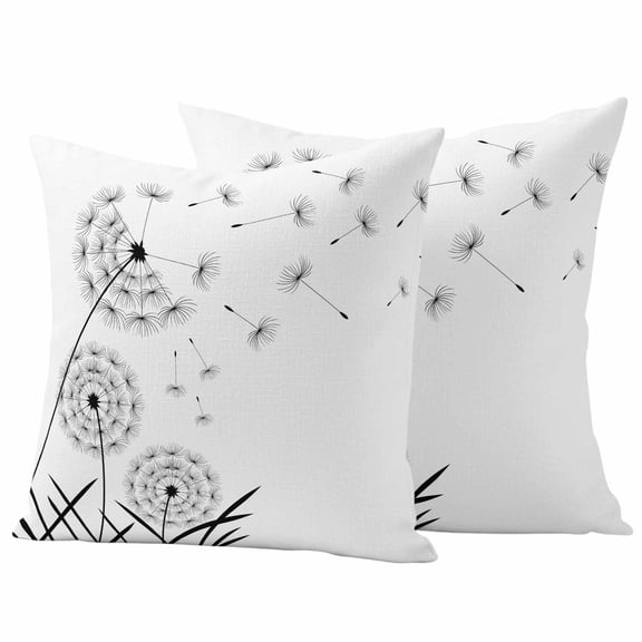 Spring Floral Outdoor Pillow Covers 18"x18" Set of 2,Waterproof Throw Pillow Covers for Patio Furniture,Modern Elegant Pastoral Flowers Black Decorative Cushion Pillowcases for Garden Couch Sofa