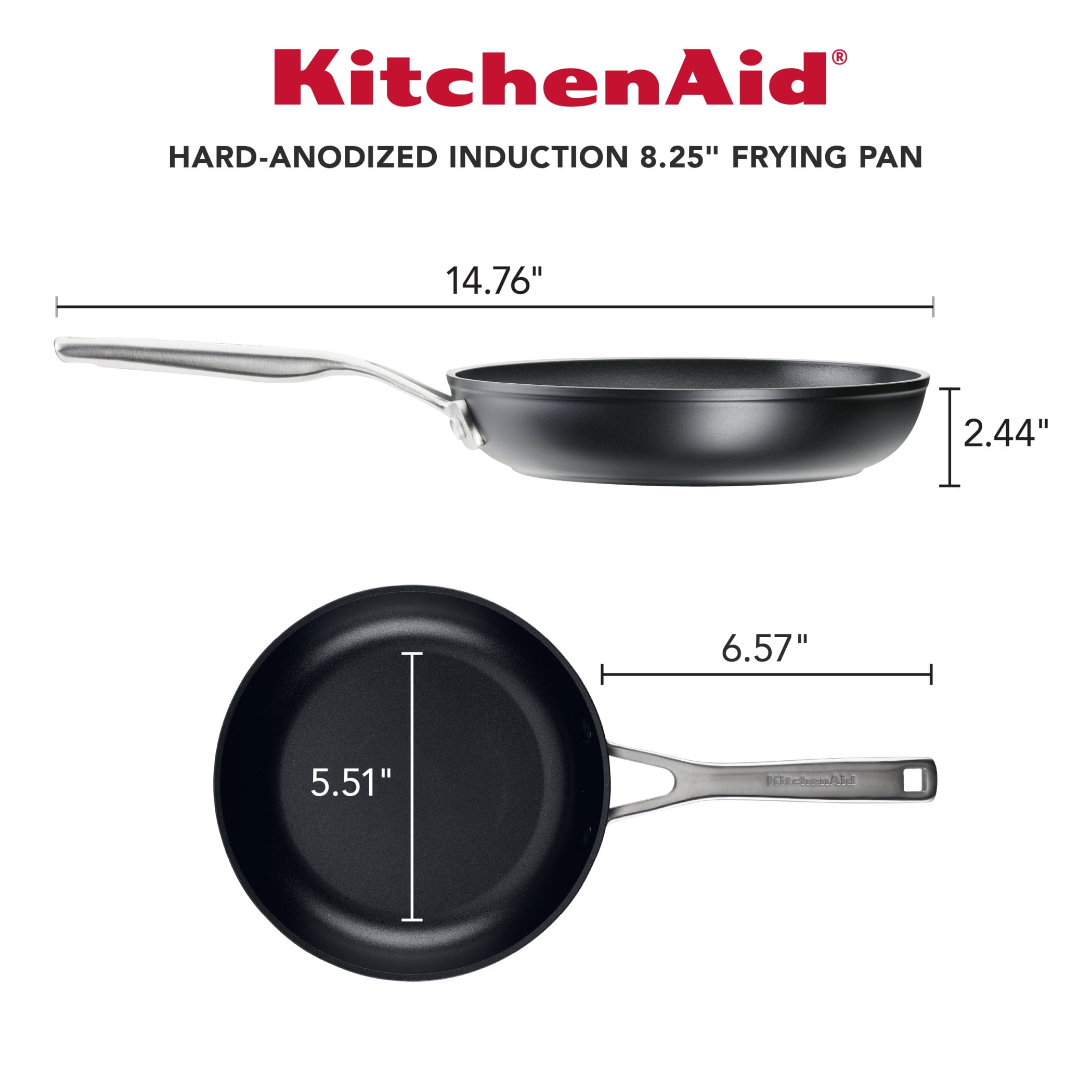 KitchenAid Hard Anodized Induction Nonstick Stir Fry Pan/Wok with Helper  Handle, 12.25 Inch, Matte Black