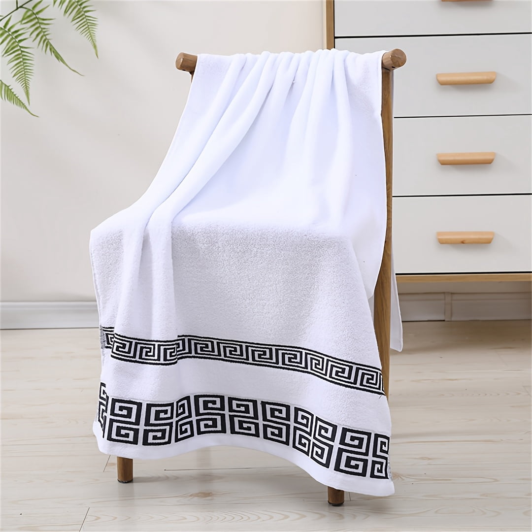 6pcs 100% Cotton Bath Towel Set, Includes 2 Bath Towels, 2 Hand Towels, And 2 Washcloths. GSM 400, Luxurious Quality, Geometric Pattern, Ultra-soft And Highly Absorbent. For The Bathroom Or Travel.