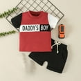 thumbnail image 2 of AJTQTH Father's Day 2PC Set for Boys Toddler Summer Comfy Loose Fit Clothes Gift for Kids Short-Sleeved Crewneck Tees Tops T-shirts and Drawstring Shorts with Pockets Red 2 Years, 2 of 9