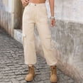 thumbnail image 2 of Jeans for Women Casual Lightweight Elastic Waist Stretchy Pants Summer Trouses with Pockets Khaki S, 2 of 7