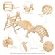 thumbnail image 3 of QinaQin Set de escalada infantil de madera 9 en 1 con triángulo plegable, arco, balancín y más, ideal para juego interior de niños pequeños, 3 of 9