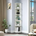 thumbnail image 4 of 71" Tall 5-Tier Corner Shelf Bookcase Bookshelf With 5 Shelves Wooden Open Storage Book Shelves For Dinning Room Living Room, Home Office, White, 4 of 10
