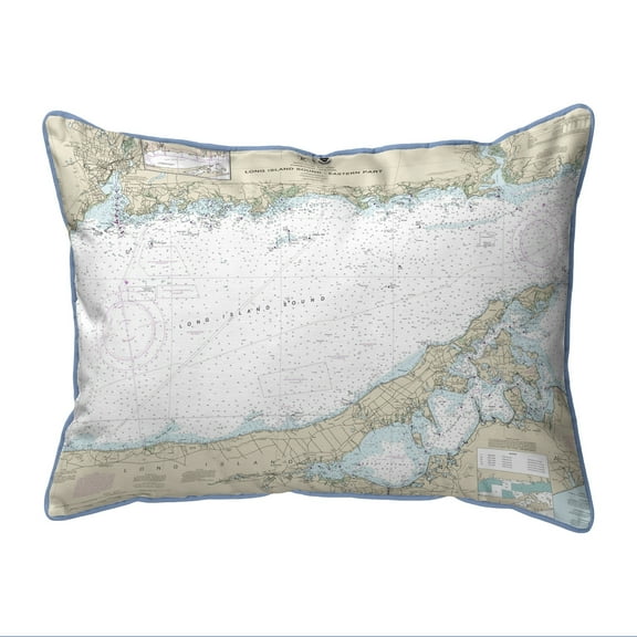Betsy Drake SN12354ES 11 x 14 in. Long Island Sound - Eastern Part, NY Nautical Map Small Corded Indoor & Outdoor Pillow