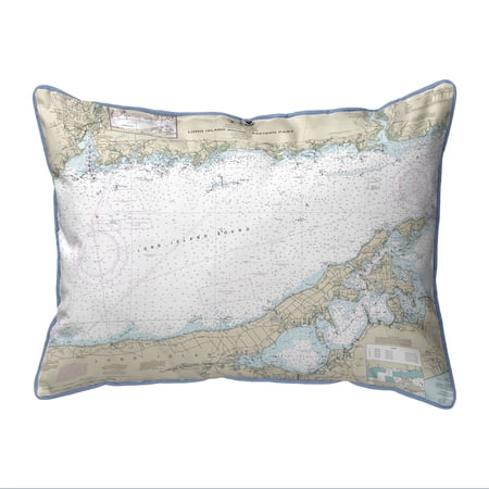 Betsy Drake HJ12354ES 16 x 20 in. Long Island Sound - Eastern Part  NY Nautical Map Large Corded Indoor & Outdoor Pillow