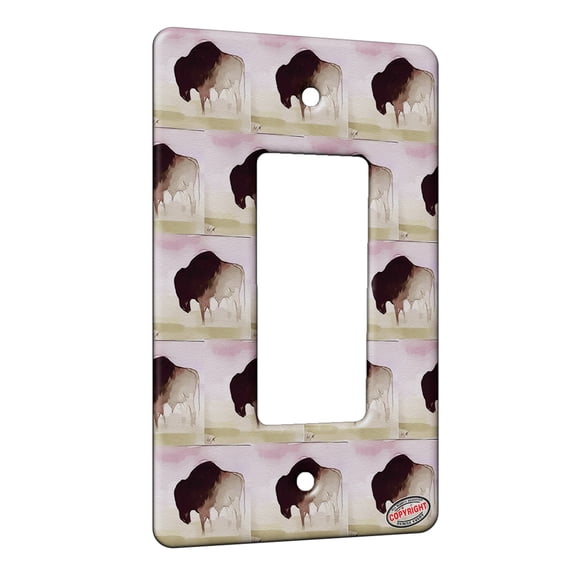 KuzmarK™ 1 Gang Rocker Wall Plate - American Bison Buffalo Bull Wildlife Modern Art by Denise Every