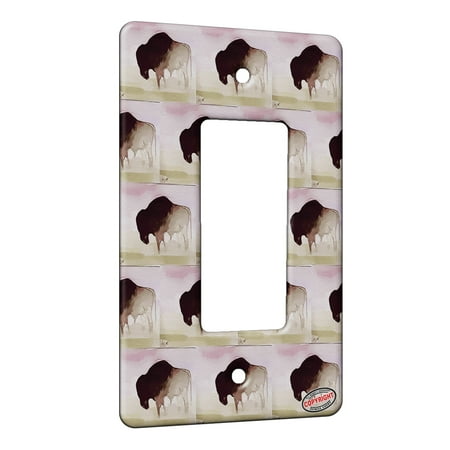 American Bison Bull KuzmarK™ 1 Gang Rocker Wall Plate - American Bison Buffalo Bull Wildlife Modern Art by Denise Every ()