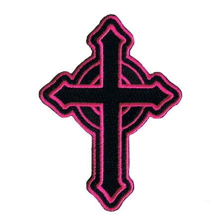 Pink Catholic Cross Patch Christian Religious Faith Roman Icon Iron On ...