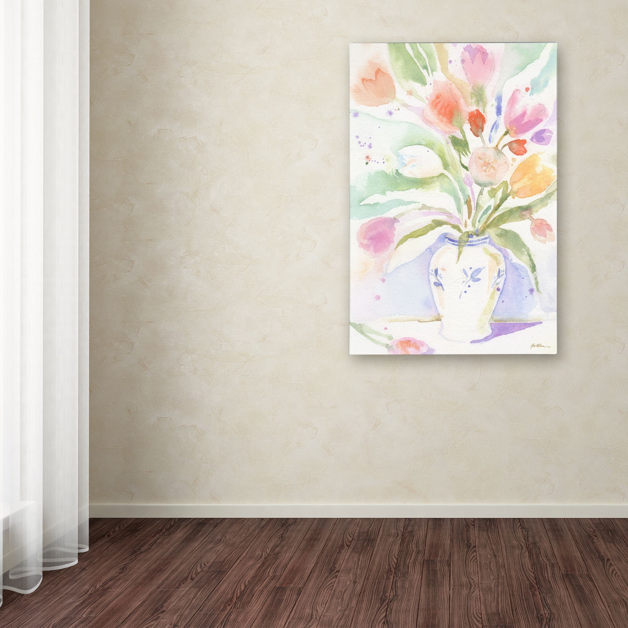 Trademark Fine Art "The Vase of Tulips" Canvas Art by Sheila Golden