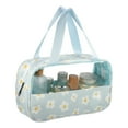 thumbnail image 2 of 1pc Women Durable Medium Makeup Bag for Vacation Camping Outdoor Activities Blue PU Leather, 2 of 4