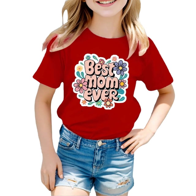 Bouquet Cute Printed Girls' Solid Color Casual Top