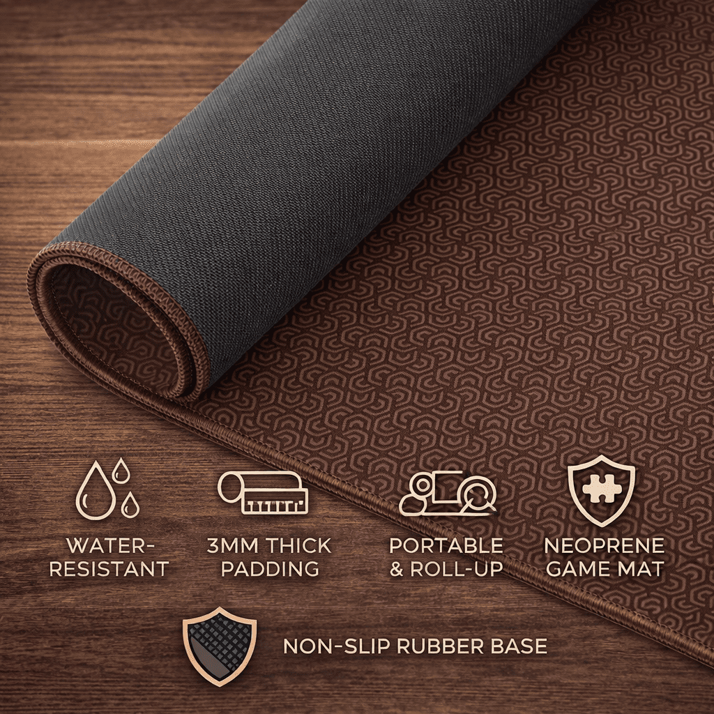 Feltectors Board Game Mat 35 x 35 in Designed For 36 in Tables, Poker Table Topper with Carrying Bag-Brown