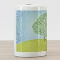 thumbnail image 3 of Nature Ceramic Toothbrush Holder, Interpretation of a Tree on a Hill in Random Strokes, Decorative Versatile Countertop for Bathroom, 4.5" X 2.7", Sky Blue Apple Green, 3 of 4