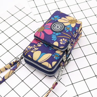 Wuffmeow Women Girls Casual High Storage Zipper Waterproof Nylon Crossbody Wrist Shoulder Bag Cell Phone Pouch Handbag