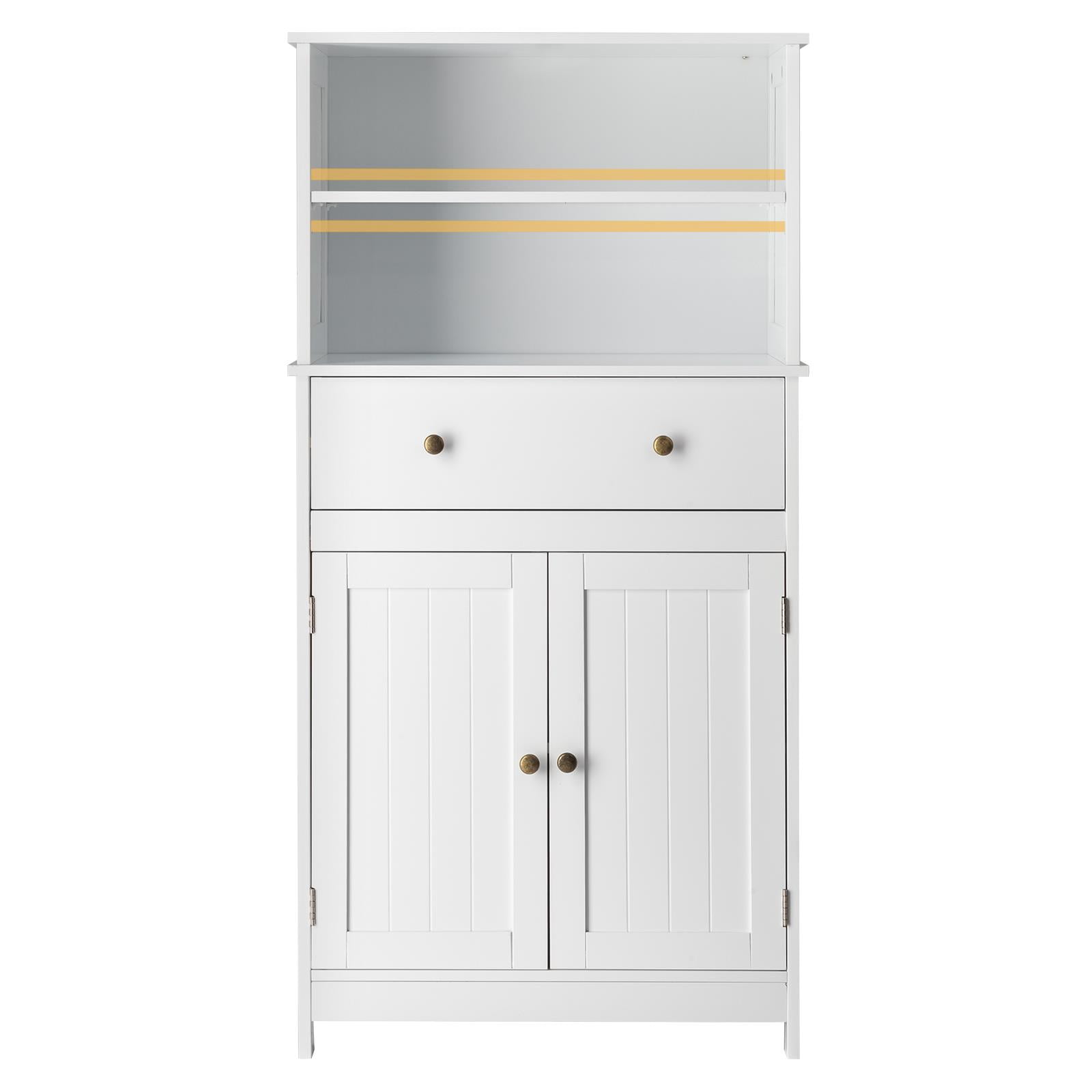 Ktaxon Freestanding Bathroom Floor Cabinet with Large Drawer, 2 Doors & Adjustable Shelves for Kitchen Living Room, White