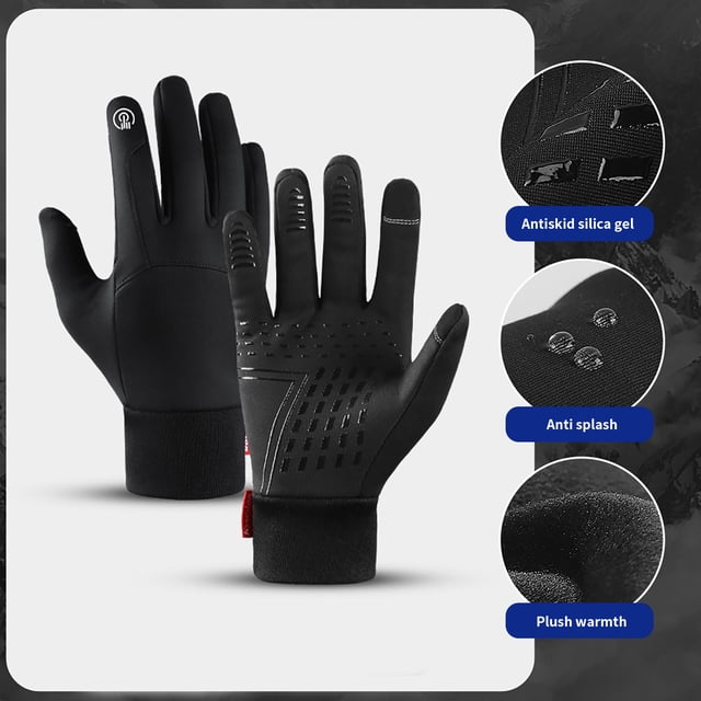 Winter Warm Riding Gloves, Non-Slip Sports Design, Fleece Lining + Windproof Shell, Men Women Ski Riding, Outdoor Cold Weather Protection, Touchscreen Compatible, Velour Trim, Snowboard Akmoler