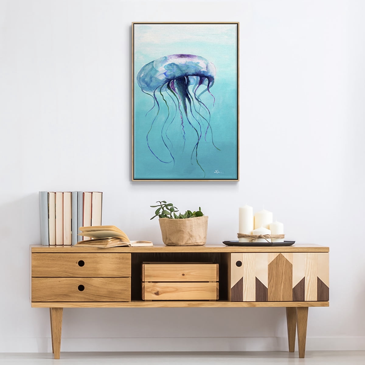 Jelly Fish Framed Premium Gallery Wrapped Canvas - Ready to Hang