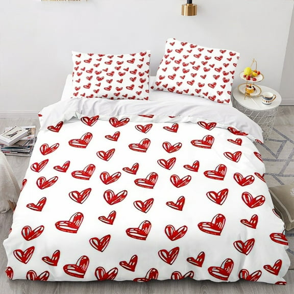 Love Heart Duvet Cover Luxury tic Theme for Couple Valentine's Day Gifts Microfiber Bedroom Decorati