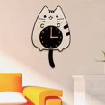 thumbnail image 4 of Relojes de gato con cola y ojos oscilantes, reloj de dibujos animados de madera, reloj de pared oscilante creativo y silencioso con cola de gato meneando, 4 of 5