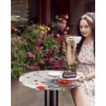 thumbnail image 4 of Round Table Cover 36"-44", Waterproof Reusable Table Cloth Round Fitted Vinyl Tablecloth with Elastic Edged for Outdoor Party,Independence Day American Flag Flowers Texture Table Cover, 4 of 4