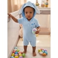 thumbnail image 4 of Cenuakty Baby Easter Romper Bunny Ear Design Embroidered Button Short Sleeve Hooded Jumpsuit, 4 of 9