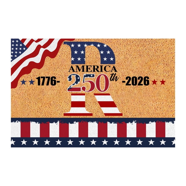 SIfdSeng Custom Last Name Doormat for 4th of July Patriotic Front Door Welcome Mat with and Design