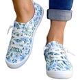 thumbnail image 4 of EKVAHL Floral Canvas Sneakers for Women, Low Top Lace Up Breathable Non Slip Fashion Slip Ons, Vacation Outdoor Daily Stylish Sneakers Blue, 4 of 5