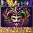 thumbnail image 6 of Colorful Design Mardi Gras Banner Masquerade Theme Carnival Display Feather Decoration Firework Pattern Festival Background for Carnival Party Mardi Gras Celebration Masquerade Ball, 6 of 9