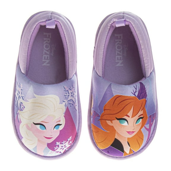 Disney Frozen Slippers for Kids Anna And Elsa Plush House Shoes (5, 10 Toddler   11-12 Little Kid), Purple, Size: 11-12
