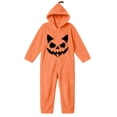 thumbnail image 2 of Inleife Women's Halloween Pumpkin Face Print Hooded Plush Fleece Onesie, Full Zip Jumpsuit with Side Pockets for Cosplay Holiday Party Wear, 2 of 6