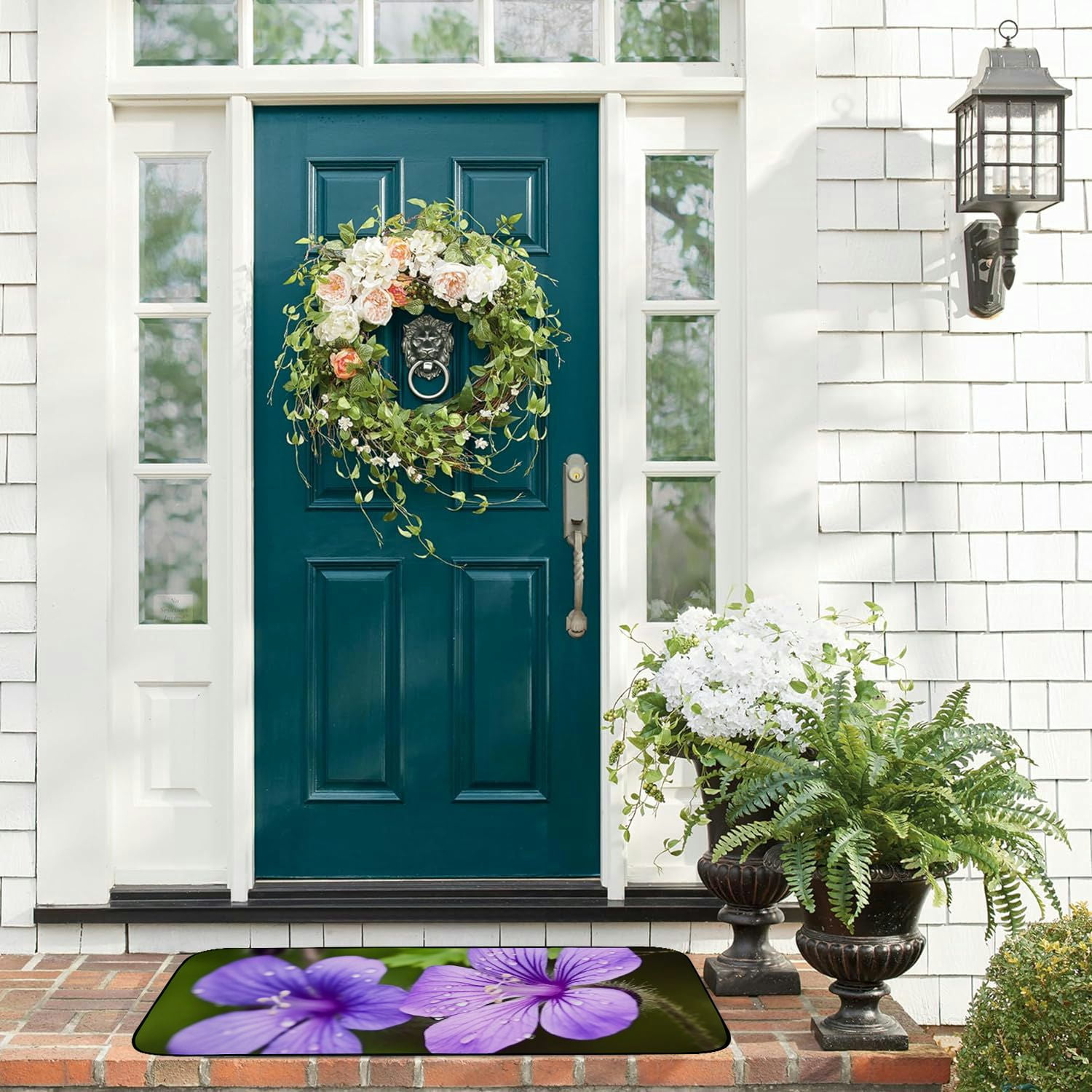 Qinduosi Decorative Door Mat, Door Mat with Non-Slip Rubber Backing, Cleaning, Traps Dirt, for Entry, Patio, Garage- Cranesbill Bloom Plant Nature 19.68*47.24 in