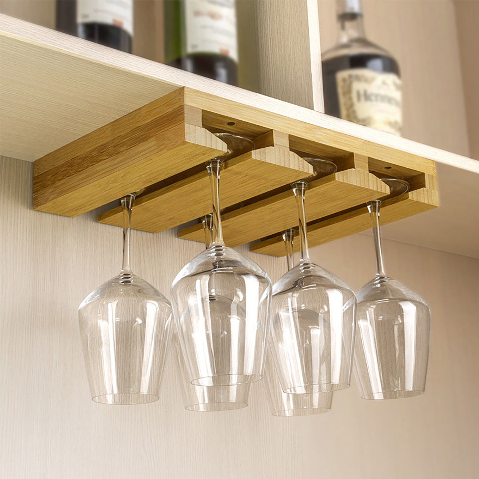 Mittory Bamboo And Wood Wine Glass Rack Hanging Wine Glass Rack Home 