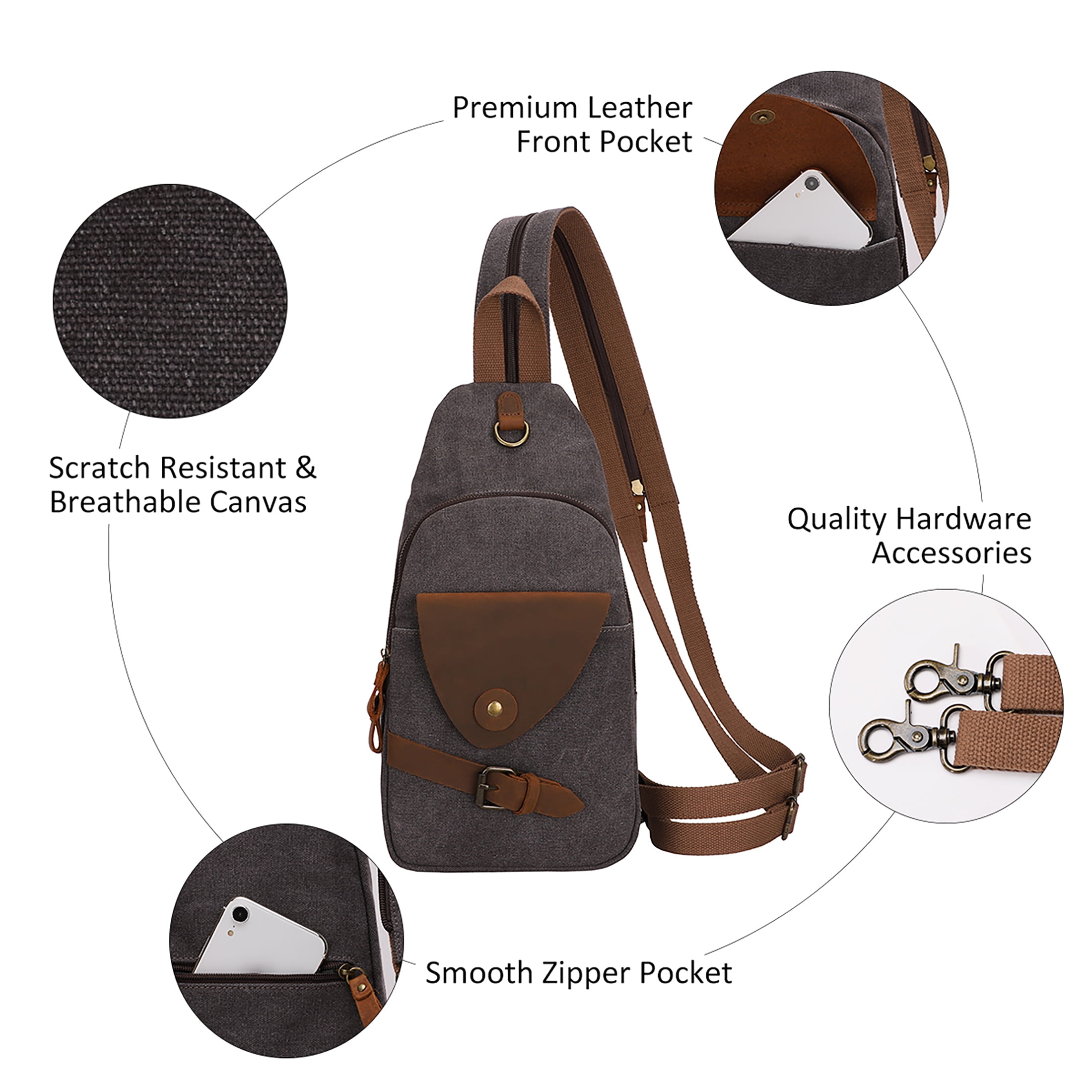 KL928 Canvas Sling Bag for Men Crossbody Backpack Shoulder Casual Rucksack Unisex Casual Bag