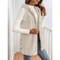 thumbnail image 5 of Women's Oversized Fleece Vest Hooded Cardigan, Double Sided Wear, Thick Warm Button Front Jacket for Fall Winter Apricot XL, 5 of 9