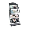 thumbnail image 2 of 4 Layers Freestanding Magazine Rack Iron Document File Holder Storage Organiser Floor-Standing Book Rack Display Rack Magazine Rack Newspaper Rack, 2 of 12