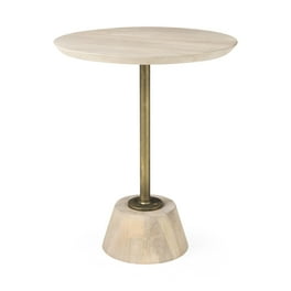 Light Blond Pedestal Table With Gold Detailing Light Blond Pedestal Table With Gold Detailing
