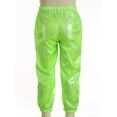 thumbnail image 4 of Xnihocha Kids Boys Girls Shiny Metallic Harem Pants Elastic Waistband Jazz Dance Trousers Loose Fluorescent Green 170, 4 of 6